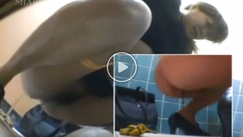 便器からうんこがはみ出ている和式トイレ脱糞