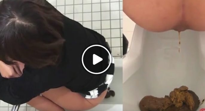 未消化うんこがエロい和式トイレ脱糞